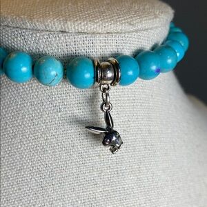 Turquoise Beaded Bracelet with Silver Charm